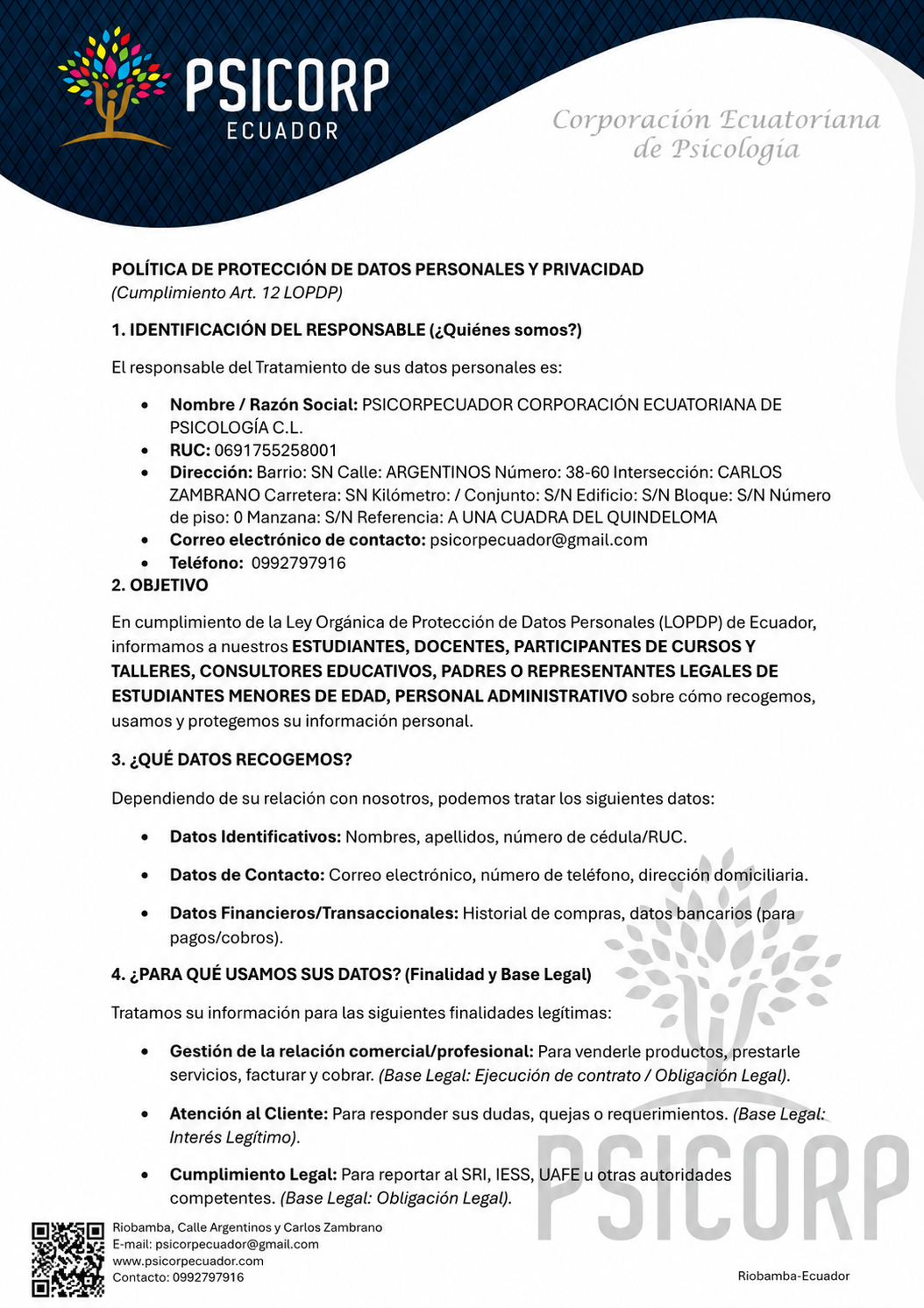Política de Privacidad - Documento